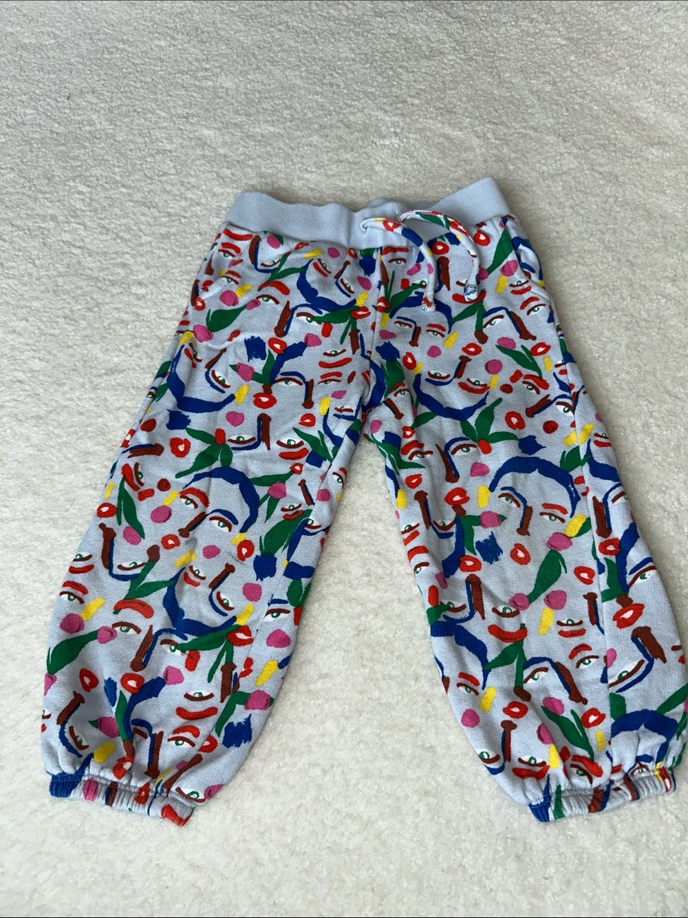 Nordstrom Cristina Martinez  Abstract Face Print Joggers - Light Blue Base